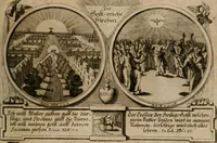 Picture 46 of 112 from Hundert sinn- und lehr reiche Vergleichungs-Sonnette uber die Sonn- und Fest-Tags-Evangelien, ingleichen die Apostel-Geschichte : uber welchen zugleich zwey hundert aus dem Alten und Neuen Testament in Kupfer-Stich erbaulich vorgestellte Biblische Historien : nebst darauf zielenden Sinn-Bildern und darzu gehörigen Uber- und Unterschrifften befindlich (1721), leaf 100