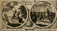 Picture 47 of 112 from Hundert sinn- und lehr reiche Vergleichungs-Sonnette uber die Sonn- und Fest-Tags-Evangelien, ingleichen die Apostel-Geschichte : uber welchen zugleich zwey hundert aus dem Alten und Neuen Testament in Kupfer-Stich erbaulich vorgestellte Biblische Historien : nebst darauf zielenden Sinn-Bildern und darzu gehörigen Uber- und Unterschrifften befindlich (1721), leaf 102