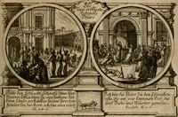 An illustration from Hundert sinn- und lehr reiche Vergleichungs-Sonnette uber die Sonn- und Fest-Tags-Evangelien, ingleichen die Apostel-Geschichte : uber welchen zugleich zwey hundert aus dem Alten und Neuen Testament in Kupfer-Stich erbaulich vorgestellte Biblische Historien : nebst darauf zielenden Sinn-Bildern und darzu gehörigen Uber- und Unterschrifften befindlich (1721)