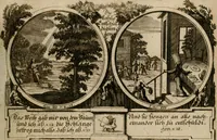 An illustration from Hundert sinn- und lehr reiche Vergleichungs-Sonnette uber die Sonn- und Fest-Tags-Evangelien, ingleichen die Apostel-Geschichte : uber welchen zugleich zwey hundert aus dem Alten und Neuen Testament in Kupfer-Stich erbaulich vorgestellte Biblische Historien : nebst darauf zielenden Sinn-Bildern und darzu gehörigen Uber- und Unterschrifften befindlich (1721)