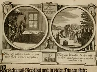 An illustration from Hundert sinn- und lehr reiche Vergleichungs-Sonnette uber die Sonn- und Fest-Tags-Evangelien, ingleichen die Apostel-Geschichte : uber welchen zugleich zwey hundert aus dem Alten und Neuen Testament in Kupfer-Stich erbaulich vorgestellte Biblische Historien : nebst darauf zielenden Sinn-Bildern und darzu gehörigen Uber- und Unterschrifften befindlich (1721)