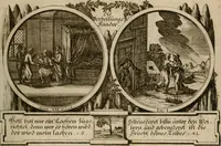 An illustration from Hundert sinn- und lehr reiche Vergleichungs-Sonnette uber die Sonn- und Fest-Tags-Evangelien, ingleichen die Apostel-Geschichte : uber welchen zugleich zwey hundert aus dem Alten und Neuen Testament in Kupfer-Stich erbaulich vorgestellte Biblische Historien : nebst darauf zielenden Sinn-Bildern und darzu gehörigen Uber- und Unterschrifften befindlich (1721)