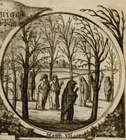 An illustration from Hundert sinn- und lehr reiche Vergleichungs-Sonnette uber die Sonn- und Fest-Tags-Evangelien, ingleichen die Apostel-Geschichte : uber welchen zugleich zwey hundert aus dem Alten und Neuen Testament in Kupfer-Stich erbaulich vorgestellte Biblische Historien : nebst darauf zielenden Sinn-Bildern und darzu gehörigen Uber- und Unterschrifften befindlich (1721)