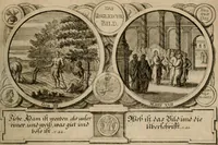 Picture 79 of 112 from Hundert sinn- und lehr reiche Vergleichungs-Sonnette uber die Sonn- und Fest-Tags-Evangelien, ingleichen die Apostel-Geschichte : uber welchen zugleich zwey hundert aus dem Alten und Neuen Testament in Kupfer-Stich erbaulich vorgestellte Biblische Historien : nebst darauf zielenden Sinn-Bildern und darzu gehörigen Uber- und Unterschrifften befindlich (1721), leaf 160