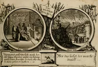 Picture 81 of 112 from Hundert sinn- und lehr reiche Vergleichungs-Sonnette uber die Sonn- und Fest-Tags-Evangelien, ingleichen die Apostel-Geschichte : uber welchen zugleich zwey hundert aus dem Alten und Neuen Testament in Kupfer-Stich erbaulich vorgestellte Biblische Historien : nebst darauf zielenden Sinn-Bildern und darzu gehörigen Uber- und Unterschrifften befindlich (1721), leaf 164
