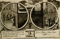 An illustration from Hundert sinn- und lehr reiche Vergleichungs-Sonnette uber die Sonn- und Fest-Tags-Evangelien, ingleichen die Apostel-Geschichte : uber welchen zugleich zwey hundert aus dem Alten und Neuen Testament in Kupfer-Stich erbaulich vorgestellte Biblische Historien : nebst darauf zielenden Sinn-Bildern und darzu gehörigen Uber- und Unterschrifften befindlich (1721)