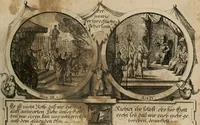 An illustration from Hundert sinn- und lehr reiche Vergleichungs-Sonnette uber die Sonn- und Fest-Tags-Evangelien, ingleichen die Apostel-Geschichte : uber welchen zugleich zwey hundert aus dem Alten und Neuen Testament in Kupfer-Stich erbaulich vorgestellte Biblische Historien : nebst darauf zielenden Sinn-Bildern und darzu gehörigen Uber- und Unterschrifften befindlich (1721)