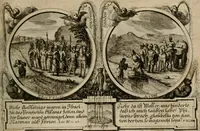 An illustration from Hundert sinn- und lehr reiche Vergleichungs-Sonnette uber die Sonn- und Fest-Tags-Evangelien, ingleichen die Apostel-Geschichte : uber welchen zugleich zwey hundert aus dem Alten und Neuen Testament in Kupfer-Stich erbaulich vorgestellte Biblische Historien : nebst darauf zielenden Sinn-Bildern und darzu gehörigen Uber- und Unterschrifften befindlich (1721)