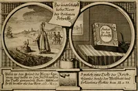An illustration from Hundert sinn- und lehr reiche Vergleichungs-Sonnette uber die Sonn- und Fest-Tags-Evangelien, ingleichen die Apostel-Geschichte : uber welchen zugleich zwey hundert aus dem Alten und Neuen Testament in Kupfer-Stich erbaulich vorgestellte Biblische Historien : nebst darauf zielenden Sinn-Bildern und darzu gehörigen Uber- und Unterschrifften befindlich (1721)