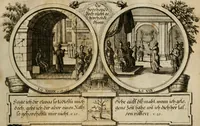 An illustration from Hundert sinn- und lehr reiche Vergleichungs-Sonnette uber die Sonn- und Fest-Tags-Evangelien, ingleichen die Apostel-Geschichte : uber welchen zugleich zwey hundert aus dem Alten und Neuen Testament in Kupfer-Stich erbaulich vorgestellte Biblische Historien : nebst darauf zielenden Sinn-Bildern und darzu gehörigen Uber- und Unterschrifften befindlich (1721)