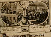 Picture 20 of 112 from Hundert sinn- und lehr reiche Vergleichungs-Sonnette uber die Sonn- und Fest-Tags-Evangelien, ingleichen die Apostel-Geschichte : uber welchen zugleich zwey hundert aus dem Alten und Neuen Testament in Kupfer-Stich erbaulich vorgestellte Biblische Historien : nebst darauf zielenden Sinn-Bildern und darzu gehörigen Uber- und Unterschrifften befindlich (1721), leaf 46