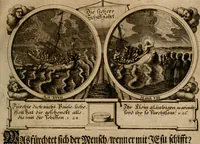 An illustration from Hundert sinn- und lehr reiche Vergleichungs-Sonnette uber die Sonn- und Fest-Tags-Evangelien, ingleichen die Apostel-Geschichte : uber welchen zugleich zwey hundert aus dem Alten und Neuen Testament in Kupfer-Stich erbaulich vorgestellte Biblische Historien : nebst darauf zielenden Sinn-Bildern und darzu gehörigen Uber- und Unterschrifften befindlich (1721)