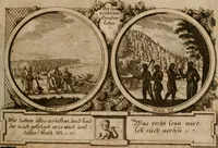 Picture 25 of 112 from Hundert sinn- und lehr reiche Vergleichungs-Sonnette uber die Sonn- und Fest-Tags-Evangelien, ingleichen die Apostel-Geschichte : uber welchen zugleich zwey hundert aus dem Alten und Neuen Testament in Kupfer-Stich erbaulich vorgestellte Biblische Historien : nebst darauf zielenden Sinn-Bildern und darzu gehörigen Uber- und Unterschrifften befindlich (1721), leaf 56