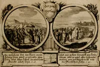Picture 27 of 112 from Hundert sinn- und lehr reiche Vergleichungs-Sonnette uber die Sonn- und Fest-Tags-Evangelien, ingleichen die Apostel-Geschichte : uber welchen zugleich zwey hundert aus dem Alten und Neuen Testament in Kupfer-Stich erbaulich vorgestellte Biblische Historien : nebst darauf zielenden Sinn-Bildern und darzu gehörigen Uber- und Unterschrifften befindlich (1721), leaf 60
