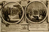 An illustration from Hundert sinn- und lehr reiche Vergleichungs-Sonnette uber die Sonn- und Fest-Tags-Evangelien, ingleichen die Apostel-Geschichte : uber welchen zugleich zwey hundert aus dem Alten und Neuen Testament in Kupfer-Stich erbaulich vorgestellte Biblische Historien : nebst darauf zielenden Sinn-Bildern und darzu gehörigen Uber- und Unterschrifften befindlich (1721)