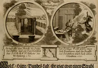 An illustration from Hundert sinn- und lehr reiche Vergleichungs-Sonnette uber die Sonn- und Fest-Tags-Evangelien, ingleichen die Apostel-Geschichte : uber welchen zugleich zwey hundert aus dem Alten und Neuen Testament in Kupfer-Stich erbaulich vorgestellte Biblische Historien : nebst darauf zielenden Sinn-Bildern und darzu gehörigen Uber- und Unterschrifften befindlich (1721)