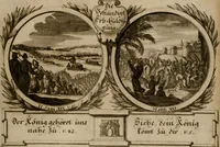 An illustration from Hundert sinn- und lehr reiche Vergleichungs-Sonnette uber die Sonn- und Fest-Tags-Evangelien, ingleichen die Apostel-Geschichte : uber welchen zugleich zwey hundert aus dem Alten und Neuen Testament in Kupfer-Stich erbaulich vorgestellte Biblische Historien : nebst darauf zielenden Sinn-Bildern und darzu gehörigen Uber- und Unterschrifften befindlich (1721)