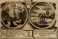 An illustration from Hundert sinn- und lehr reiche Vergleichungs-Sonnette uber die Sonn- und Fest-Tags-Evangelien, ingleichen die Apostel-Geschichte : uber welchen zugleich zwey hundert aus dem Alten und Neuen Testament in Kupfer-Stich erbaulich vorgestellte Biblische Historien : nebst darauf zielenden Sinn-Bildern und darzu gehörigen Uber- und Unterschrifften befindlich (1721)