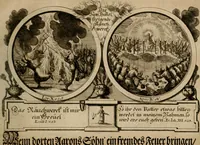 Picture 43 of 112 from Hundert sinn- und lehr reiche Vergleichungs-Sonnette uber die Sonn- und Fest-Tags-Evangelien, ingleichen die Apostel-Geschichte : uber welchen zugleich zwey hundert aus dem Alten und Neuen Testament in Kupfer-Stich erbaulich vorgestellte Biblische Historien : nebst darauf zielenden Sinn-Bildern und darzu gehörigen Uber- und Unterschrifften befindlich (1721), leaf 94