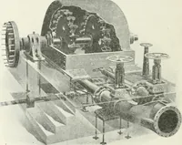 An illustration from Hydraulic engineering; a practical treatise on the principles of water pressure and flow and their application to the development of water power, including the calculation, design and construction of water wheels, turbines, and other details of hydraulic power plants (1909)