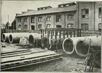 An illustration from Hydraulic engineering; a practical treatise on the principles of water pressure and flow and their application to the development of water power, including the calculation, design and construction of water wheels, turbines, and other details of hydraulic power plants (1909)
