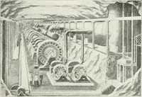 An illustration from Hydraulic engineering; a practical treatise on the principles of water pressure and flow and their application to the development of water power, including the calculation, design and construction of water wheels, turbines, and other details of hydraulic power plants (1909)