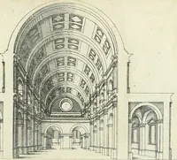 An illustration from Iacobvs Androvetivs dv Cerceav lectoribvs s. Qvoniam apvd veteres alio strvctvræ genere templa fvervnt ædificata, qvam ea qve nostra ætate passim conspicivntur : non inivicvndvm fore studiosis amtiqvitatis, nec a meo institvto alienvm existimavi : si formam ipsam et tanqvam faciem illorvm videndam qvibvslibet exhiberem. .. (1550)