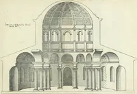 An illustration from Iacobvs Androvetivs dv Cerceav lectoribvs s. Qvoniam apvd veteres alio strvctvræ genere templa fvervnt ædificata, qvam ea qve nostra ætate passim conspicivntur : non inivicvndvm fore studiosis amtiqvitatis, nec a meo institvto alienvm existimavi : si formam ipsam et tanqvam faciem illorvm videndam qvibvslibet exhiberem. .. (1550)
