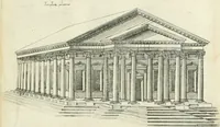An illustration from Iacobvs Androvetivs dv Cerceav lectoribvs s. Qvoniam apvd veteres alio strvctvræ genere templa fvervnt ædificata, qvam ea qve nostra ætate passim conspicivntur : non inivicvndvm fore studiosis amtiqvitatis, nec a meo institvto alienvm existimavi : si formam ipsam et tanqvam faciem illorvm videndam qvibvslibet exhiberem. .. (1550)