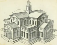 An illustration from Iacobvs Androvetivs dv Cerceav lectoribvs s. Qvoniam apvd veteres alio strvctvræ genere templa fvervnt ædificata, qvam ea qve nostra ætate passim conspicivntur : non inivicvndvm fore studiosis amtiqvitatis, nec a meo institvto alienvm existimavi : si formam ipsam et tanqvam faciem illorvm videndam qvibvslibet exhiberem. .. (1550)