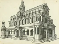 An illustration from Iacobvs Androvetivs dv Cerceav lectoribvs s. Qvoniam apvd veteres alio strvctvræ genere templa fvervnt ædificata, qvam ea qve nostra ætate passim conspicivntur : non inivicvndvm fore studiosis amtiqvitatis, nec a meo institvto alienvm existimavi : si formam ipsam et tanqvam faciem illorvm videndam qvibvslibet exhiberem. .. (1550)