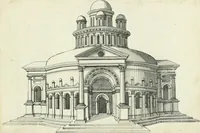 An illustration from Iacobvs Androvetivs dv Cerceav lectoribvs s. Qvoniam apvd veteres alio strvctvræ genere templa fvervnt ædificata, qvam ea qve nostra ætate passim conspicivntur : non inivicvndvm fore studiosis amtiqvitatis, nec a meo institvto alienvm existimavi : si formam ipsam et tanqvam faciem illorvm videndam qvibvslibet exhiberem. .. (1550)