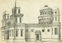 An illustration from Iacobvs Androvetivs dv Cerceav lectoribvs s. Qvoniam apvd veteres alio strvctvræ genere templa fvervnt ædificata, qvam ea qve nostra ætate passim conspicivntur : non inivicvndvm fore studiosis amtiqvitatis, nec a meo institvto alienvm existimavi : si formam ipsam et tanqvam faciem illorvm videndam qvibvslibet exhiberem. .. (1550)