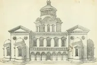 An illustration from Iacobvs Androvetivs dv Cerceav lectoribvs s. Qvoniam apvd veteres alio strvctvræ genere templa fvervnt ædificata, qvam ea qve nostra ætate passim conspicivntur : non inivicvndvm fore studiosis amtiqvitatis, nec a meo institvto alienvm existimavi : si formam ipsam et tanqvam faciem illorvm videndam qvibvslibet exhiberem. .. (1550)