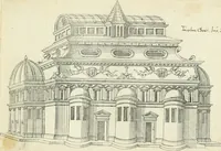 An illustration from Iacobvs Androvetivs dv Cerceav lectoribvs s. Qvoniam apvd veteres alio strvctvræ genere templa fvervnt ædificata, qvam ea qve nostra ætate passim conspicivntur : non inivicvndvm fore studiosis amtiqvitatis, nec a meo institvto alienvm existimavi : si formam ipsam et tanqvam faciem illorvm videndam qvibvslibet exhiberem. .. (1550)