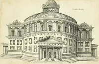 An illustration from Iacobvs Androvetivs dv Cerceav lectoribvs s. Qvoniam apvd veteres alio strvctvræ genere templa fvervnt ædificata, qvam ea qve nostra ætate passim conspicivntur : non inivicvndvm fore studiosis amtiqvitatis, nec a meo institvto alienvm existimavi : si formam ipsam et tanqvam faciem illorvm videndam qvibvslibet exhiberem. .. (1550)