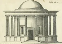 An illustration from Iacobvs Androvetivs dv Cerceav lectoribvs s. Qvoniam apvd veteres alio strvctvræ genere templa fvervnt ædificata, qvam ea qve nostra ætate passim conspicivntur : non inivicvndvm fore studiosis amtiqvitatis, nec a meo institvto alienvm existimavi : si formam ipsam et tanqvam faciem illorvm videndam qvibvslibet exhiberem. .. (1550)
