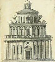 An illustration from Iacobvs Androvetivs dv Cerceav lectoribvs s. Qvoniam apvd veteres alio strvctvræ genere templa fvervnt ædificata, qvam ea qve nostra ætate passim conspicivntur : non inivicvndvm fore studiosis amtiqvitatis, nec a meo institvto alienvm existimavi : si formam ipsam et tanqvam faciem illorvm videndam qvibvslibet exhiberem. .. (1550)