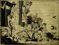 An illustration from Ian vander Veens zinne-beelden, oft Adams appel. Verciert met seer aerdige const-plaeten mesgagers syne oude ende nieuwe ongemeene bruydt-lofs ende zege-zangen... (1642)
