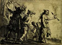 An illustration from Ian vander Veens zinne-beelden, oft Adams appel. Verciert met seer aerdige const-plaeten mesgagers syne oude ende nieuwe ongemeene bruydt-lofs ende zege-zangen... (1642)