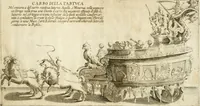Picture 6 of 6 from I carri delle sei contrade, che comparuero splendidamente in teatro alla luce di ser.o Sole, ue[n]gono hora p[er] lor disauentura oscuramente delineati nell'ombre confuse de miei debili intagli ... Siena il dì marzo 1632, deuotiss.o ser.e Bernardino Capitelli (1632), leaf 16