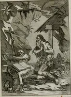 An illustration from Ichnographia emblematica triplicis ad Deum Tri-unum mysticae viae, purgativae, illuminativae, unitivae : splendoribus sanctorum, virtutibus eorum, divinisque charismatibus illustrata, in quinque partes divisa ... (1779)