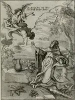 An illustration from Ichnographia emblematica triplicis ad Deum Tri-unum mysticae viae, purgativae, illuminativae, unitivae : splendoribus sanctorum, virtutibus eorum, divinisque charismatibus illustrata, in quinque partes divisa ... (1779)