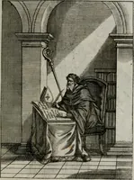 An illustration from Ichnographia emblematica triplicis ad Deum Tri-unum mysticae viae, purgativae, illuminativae, unitivae : splendoribus sanctorum, virtutibus eorum, divinisque charismatibus illustrata, in quinque partes divisa ... (1779)
