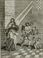An illustration from Ichnographia emblematica triplicis ad Deum Tri-unum mysticae viae, purgativae, illuminativae, unitivae : splendoribus sanctorum, virtutibus eorum, divinisque charismatibus illustrata, in quinque partes divisa ... (1779)