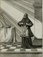 An illustration from Ichnographia emblematica triplicis ad Deum Tri-unum mysticae viae, purgativae, illuminativae, unitivae : splendoribus sanctorum, virtutibus eorum, divinisque charismatibus illustrata, in quinque partes divisa ... (1779)