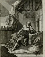 An illustration from Ichnographia emblematica triplicis ad Deum Tri-unum mysticae viae, purgativae, illuminativae, unitivae : splendoribus sanctorum, virtutibus eorum, divinisque charismatibus illustrata, in quinque partes divisa ... (1779)