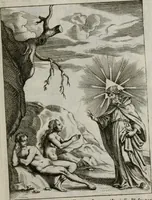 An illustration from Ichnographia emblematica triplicis ad Deum Tri-unum mysticae viae, purgativae, illuminativae, unitivae : splendoribus sanctorum, virtutibus eorum, divinisque charismatibus illustrata, in quinque partes divisa ... (1779)
