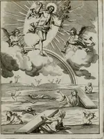 An illustration from Ichnographia emblematica triplicis ad Deum Tri-unum mysticae viae, purgativae, illuminativae, unitivae : splendoribus sanctorum, virtutibus eorum, divinisque charismatibus illustrata, in quinque partes divisa ... (1779)