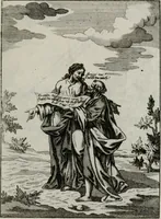 An illustration from Ichnographia emblematica triplicis ad Deum Tri-unum mysticae viae, purgativae, illuminativae, unitivae : splendoribus sanctorum, virtutibus eorum, divinisque charismatibus illustrata, in quinque partes divisa ... (1779)